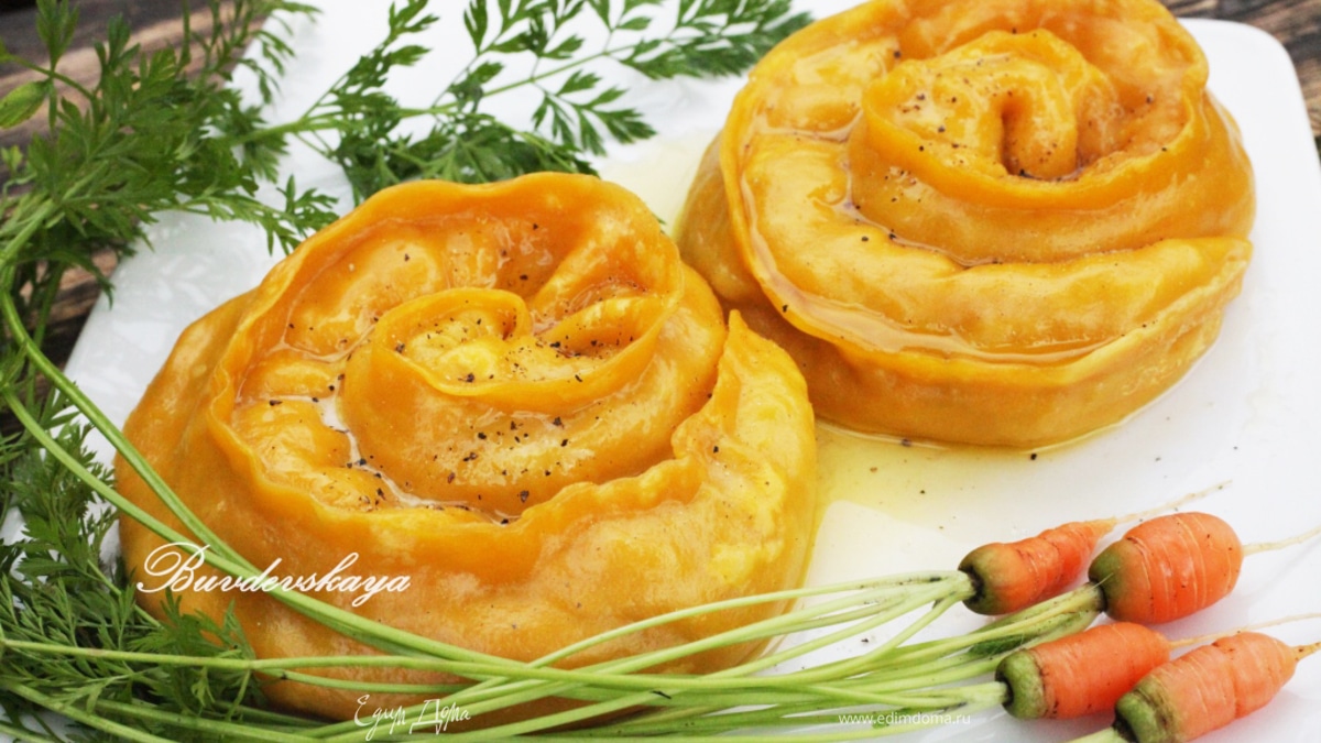 Завитушки с телятиной из морковного теста