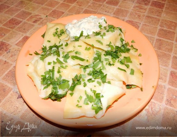 Равиоли с кальмарами и сливочным соусом