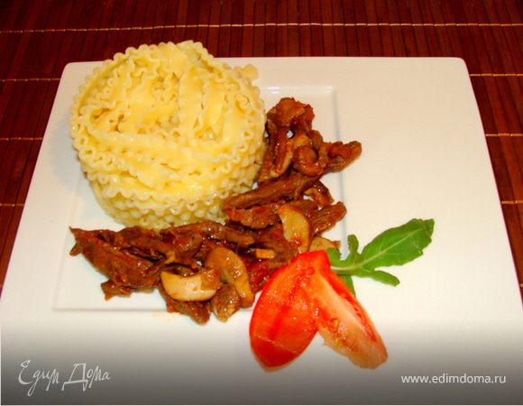 Паста с телятиной и белыми грибами