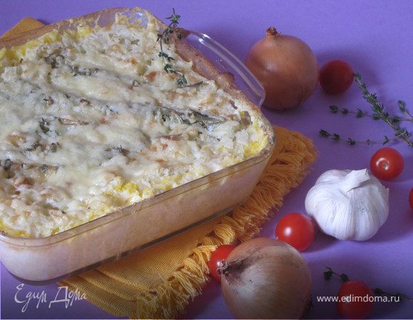 Рыба, запеченная с кукурузной крупой и сыром Джюгас Рыба, запеченная с кукурузной крупой и сыром Джюгас