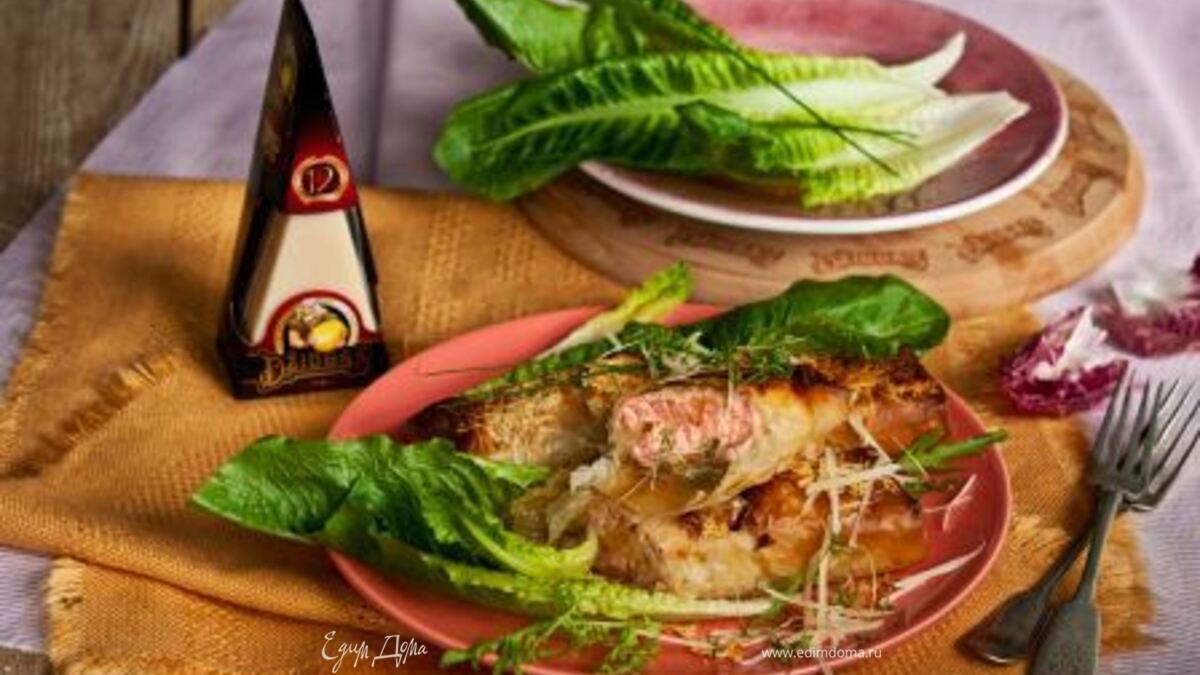 Лосось в хрустящем тесте с сыром и шпинатом