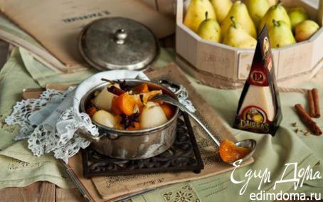 Рецепт Груши, томленные в пряном сиропе с мандаринами