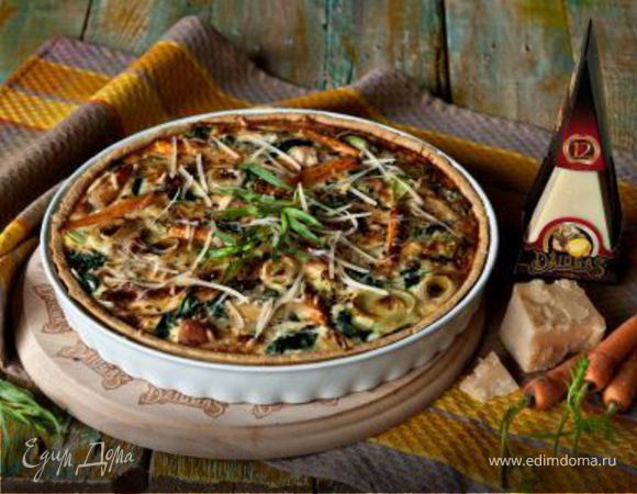 Пирог с пореем, морковью, курицей и сыром