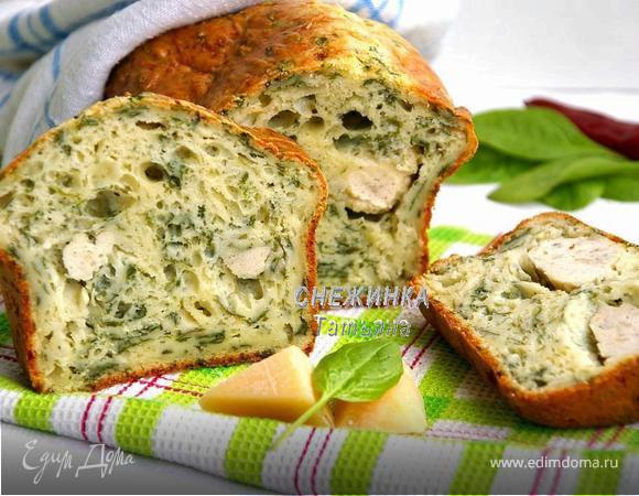 Кекс из сыра Джюгас со шпинатом и куриными шариками
