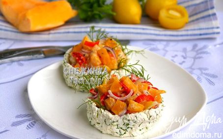 Рецепт Творожные корзиночки с салатом из тыквы