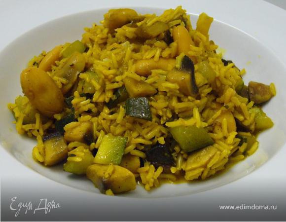 Паэлья ди вердура с цукини, фасолью и шампиньонами Паэлья ди вердура с цукини, фасолью и шампиньонами