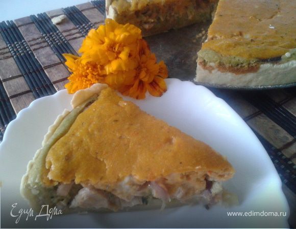 Киш из тыквы и брокколи с индейкой