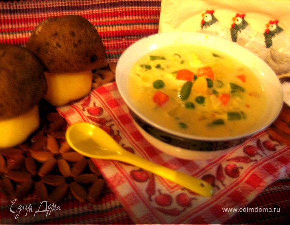 Сырный суп с тыквой и другими овощами Сырный суп с тыквой и другими овощами