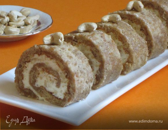 Тыквенный рулет со сливочной начинкой Тыквенный рулет со сливочной начинкой