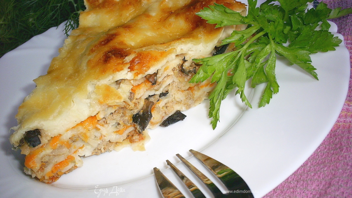 Пирог-лазанья с тремя начинками