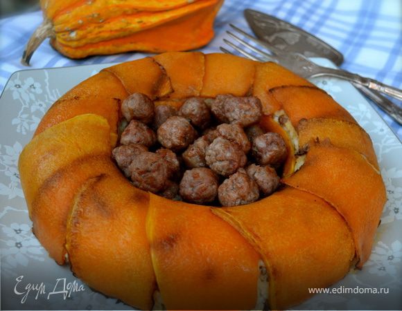 Рисовая "корона" с тыквой и фрикадельками 