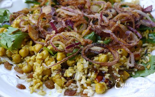 Рецепт Пряный рис с изюмом и травами