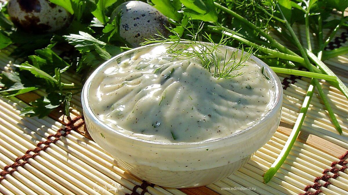 Майонез на перепелиных яйцах с зеленью