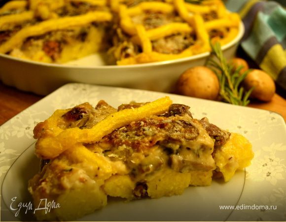 "Кростата" из поленты с грибами 