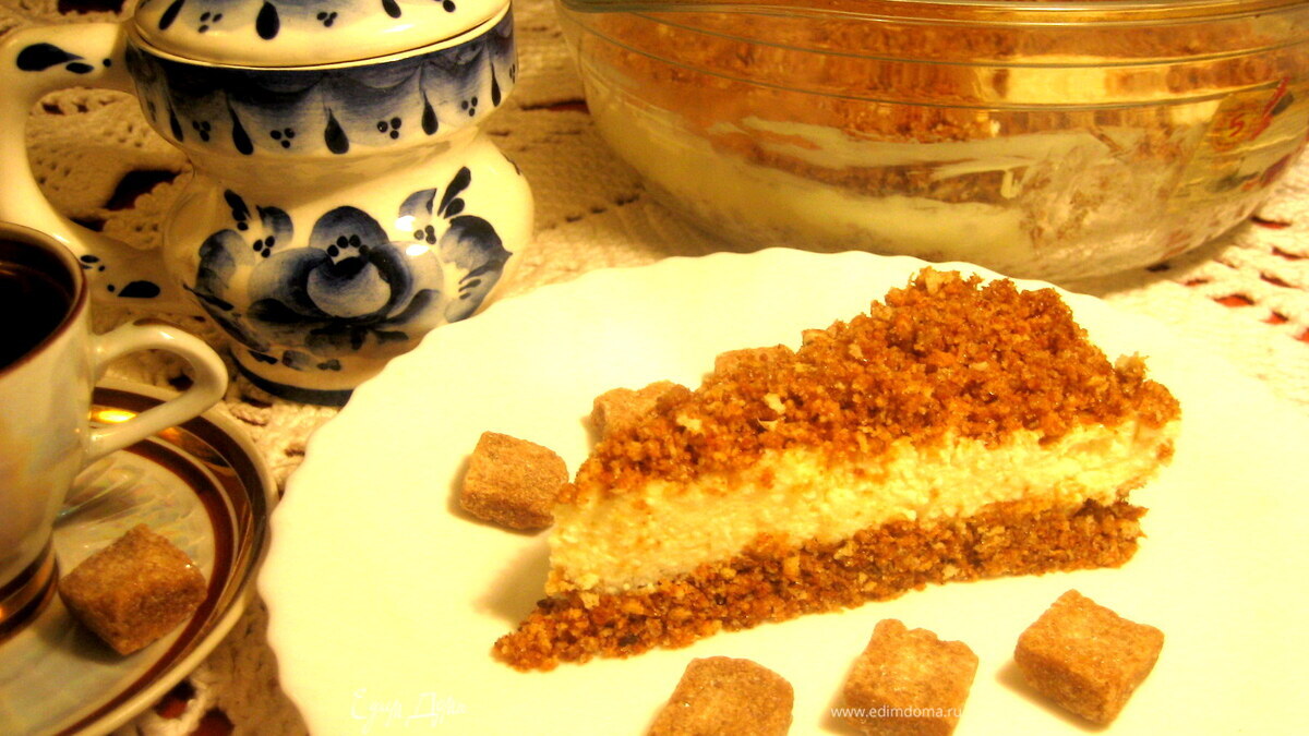 Простейший творожный тортик на сухарях