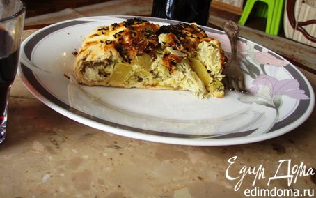 Рецепт Тосканский пирог с картофелем, грибами и пореем