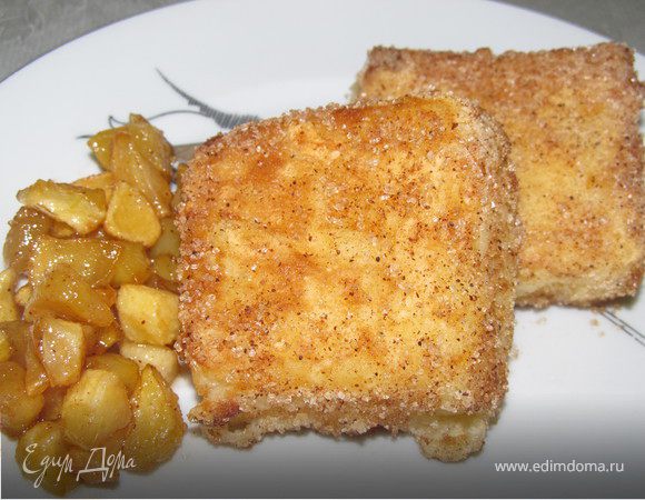 "Жареное молоко" с карамелизированными яблоками.(Leche Frita) "Жареное молоко" с карамелизированными яблоками.(Leche Frita)
