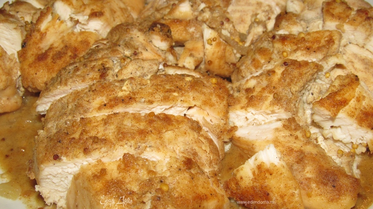 Курица с горчицей в белом винном соусе