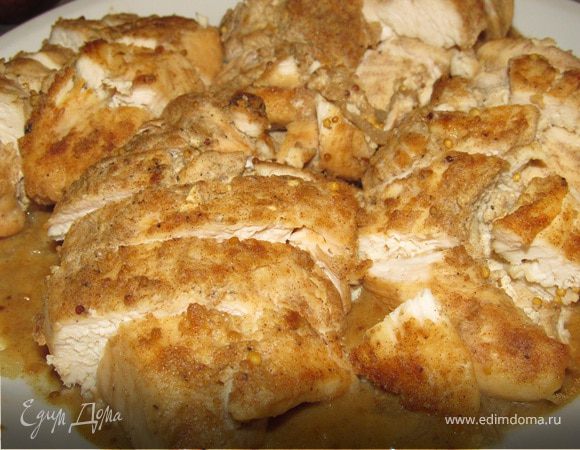 Курица с горчицей в белом винном соусе