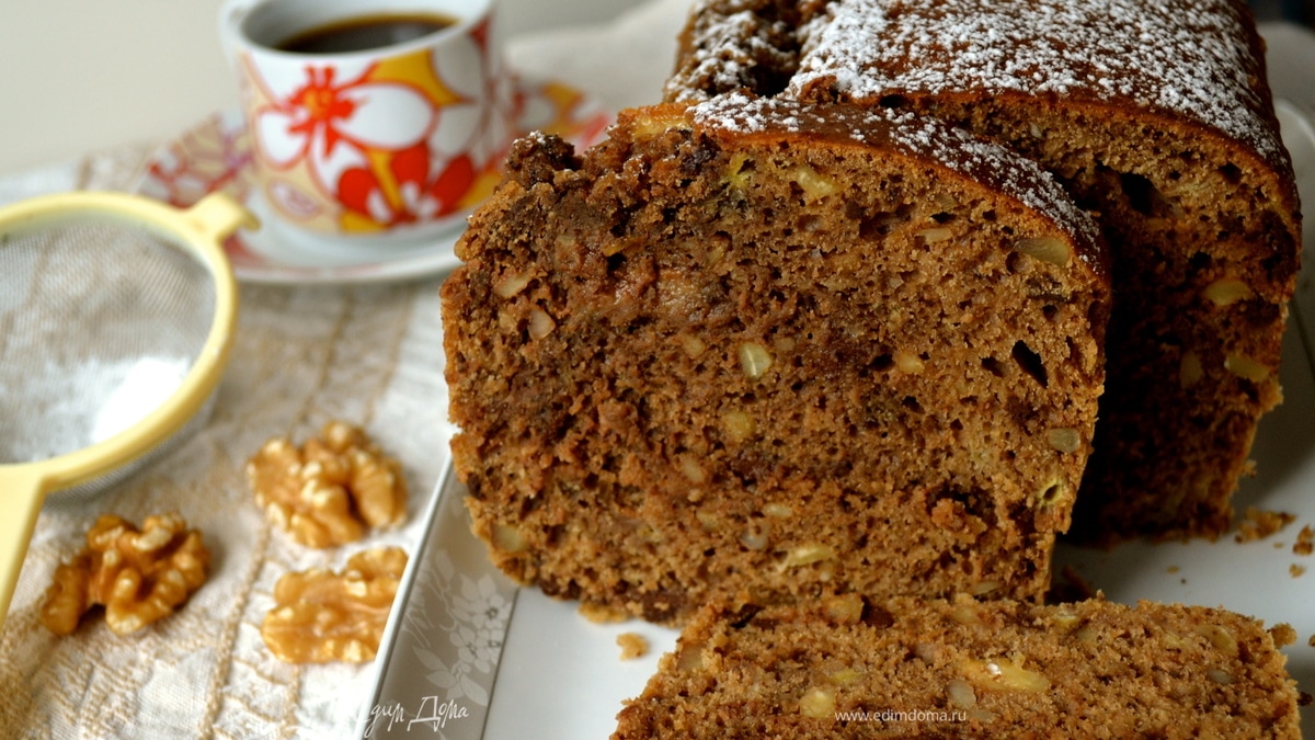 Шоколадно-банановый кекс с кофе