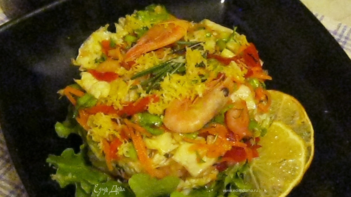 Овощной салат с креветками