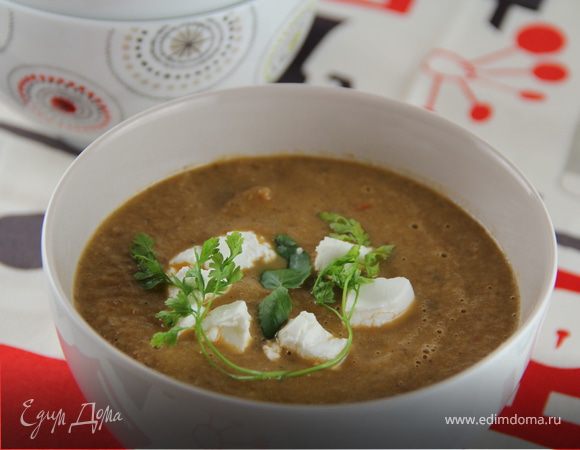 Суп-пюре с запеченными баклажанами, помидорами и грибами Суп-пюре с запеченными баклажанами, помидорами и грибами