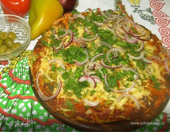 Пицца с маринованным мясом