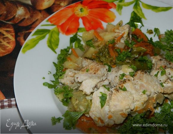 Индейка с овощами на водяной бане