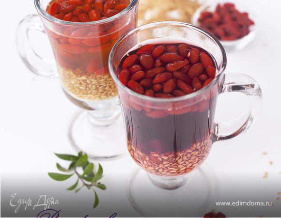 Льняной кисель с ягодами годжи