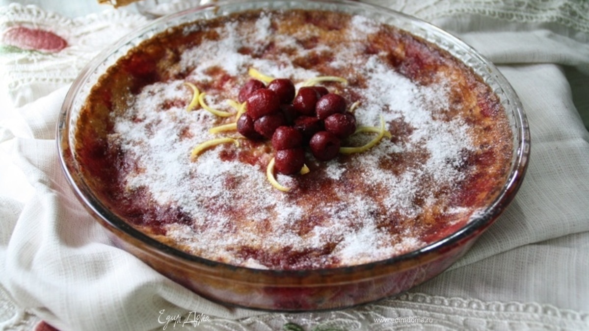 Клафути с вишней, овсяной мукой и отрубями