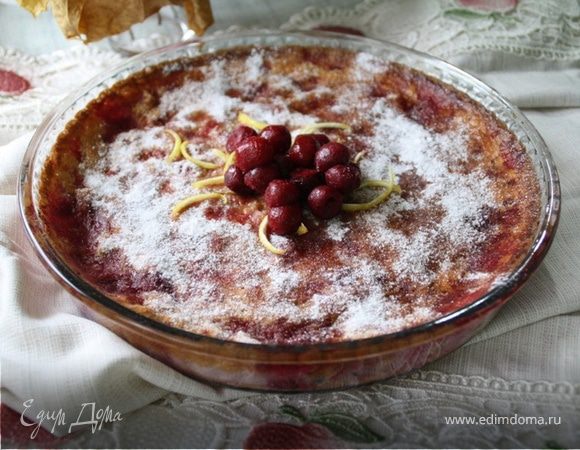 Клафути с вишней, овсяной мукой и отрубями