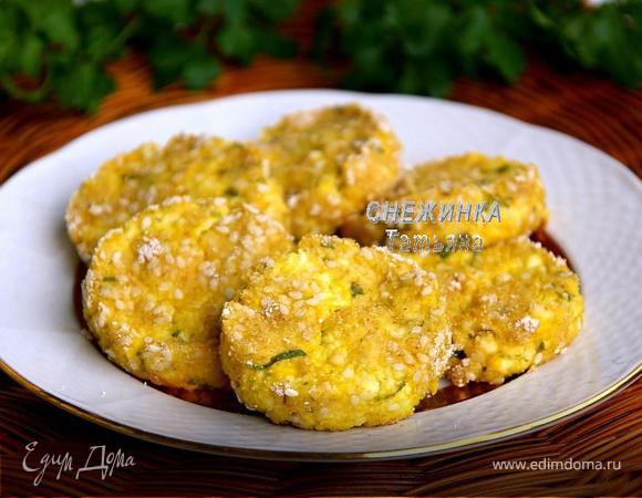 Запеченные сырники с цукини и зеленью