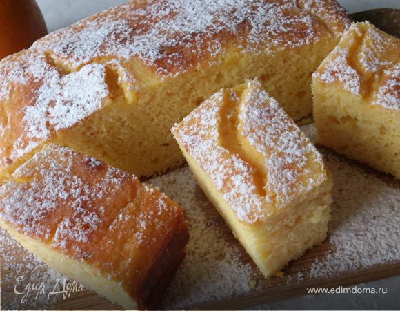 Творожно-апельсиновый пирог из кукурузной муки (без масла) Творожно-апельсиновый пирог из кукурузной муки (без масла)