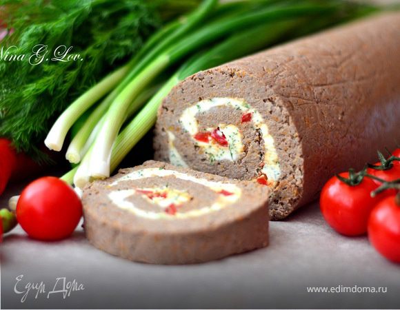 Рулет из отварной печени со сливочной начинкой Рулет из отварной печени со сливочной начинкой