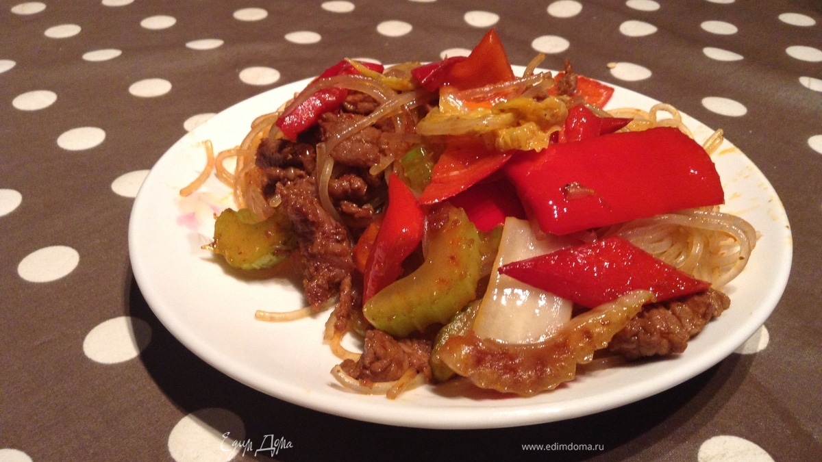 Жареная лаша по-китайски с мясом