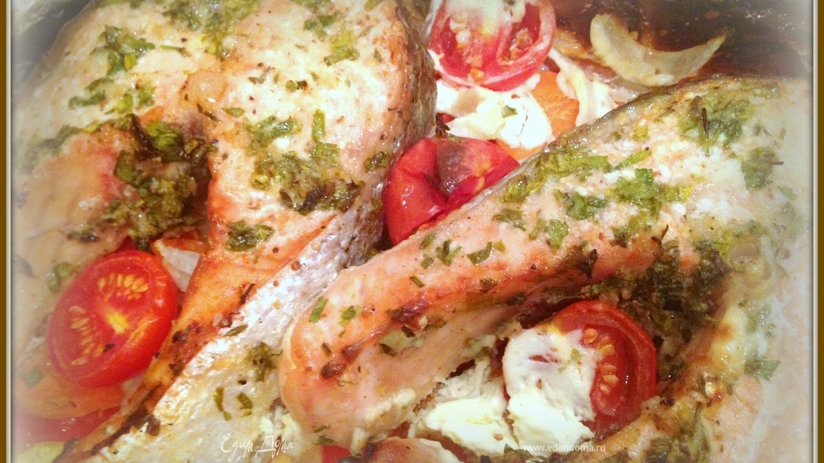 "Быстрая" пряная семга на овощной подушке, или ужин для ленивых