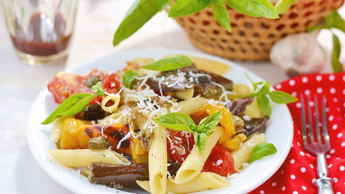 Салат из пасты с овощами по-деревенски