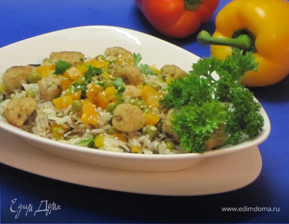 Рис с рыбными тефтелями