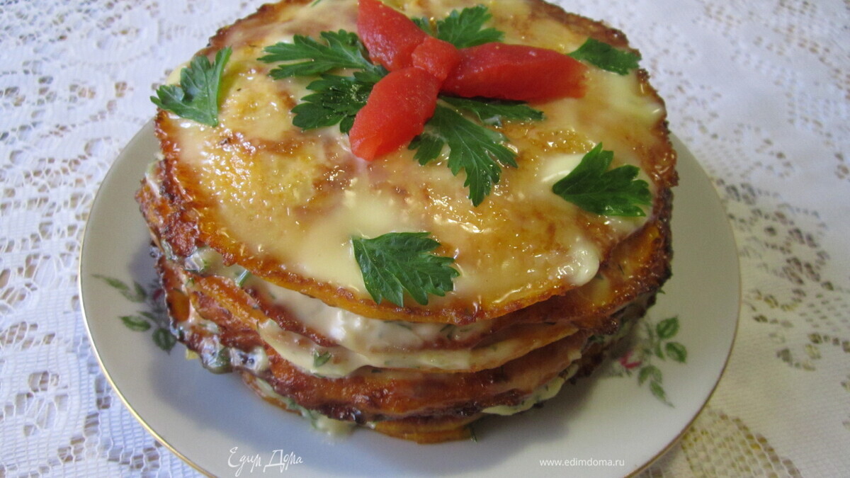 Тыквенный закусочный торт с грибами