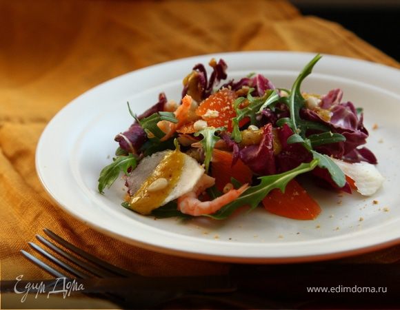 Салат с креветками и топинамбуром Салат с креветками и топинамбуром