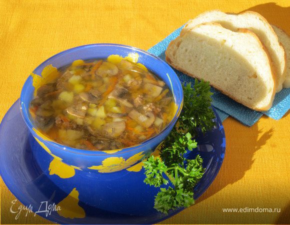 Суп грибной с мясным фаршем Суп грибной с мясным фаршем