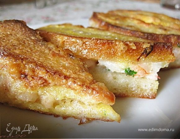 Тосты, жаренные с креветками Тосты, жаренные с креветками