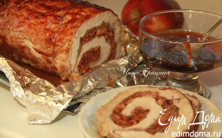 Рецепт Жаркое из свинины, фаршированное яблоками и клюквой
