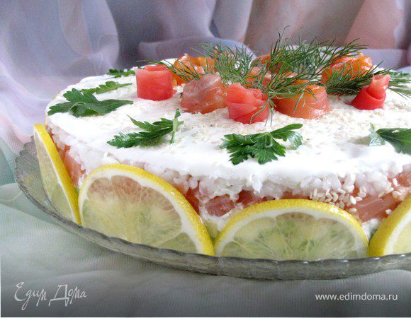 Закусочный торт "Розовый сад"