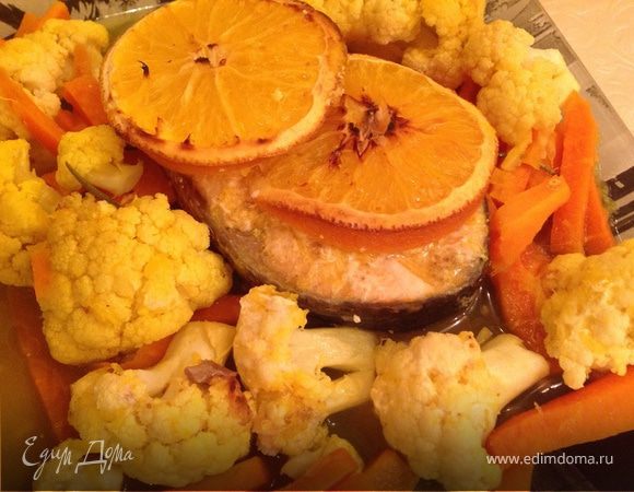 Семга в апельсиновом соусе с гарниром из цветной капусты Семга в апельсиновом соусе с гарниром из цветной капусты