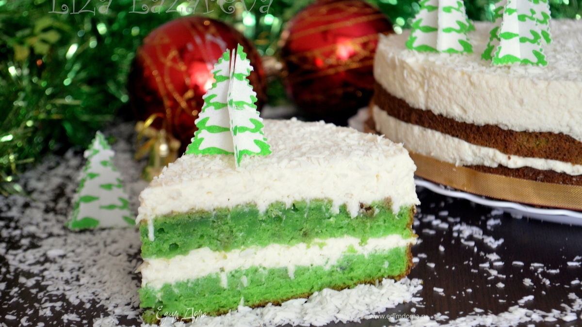Торт с кокосовым муссом "В лесу родилась ёлочка"