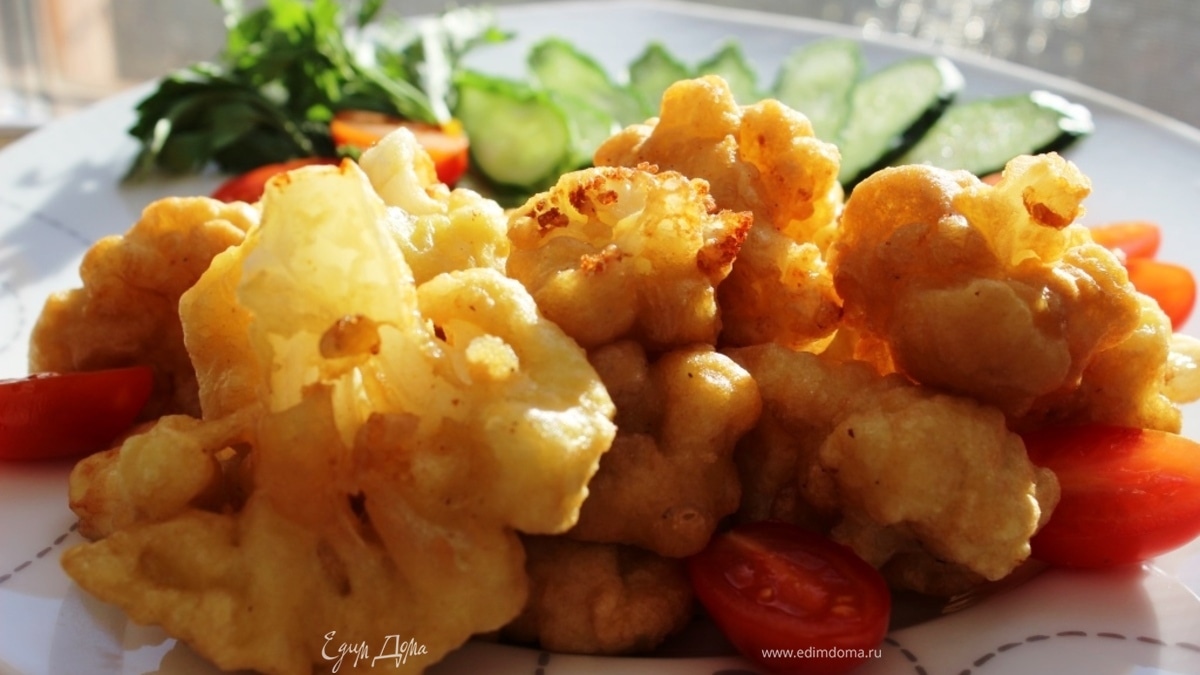 Цветная капуста в сливочно-горчичном кляре