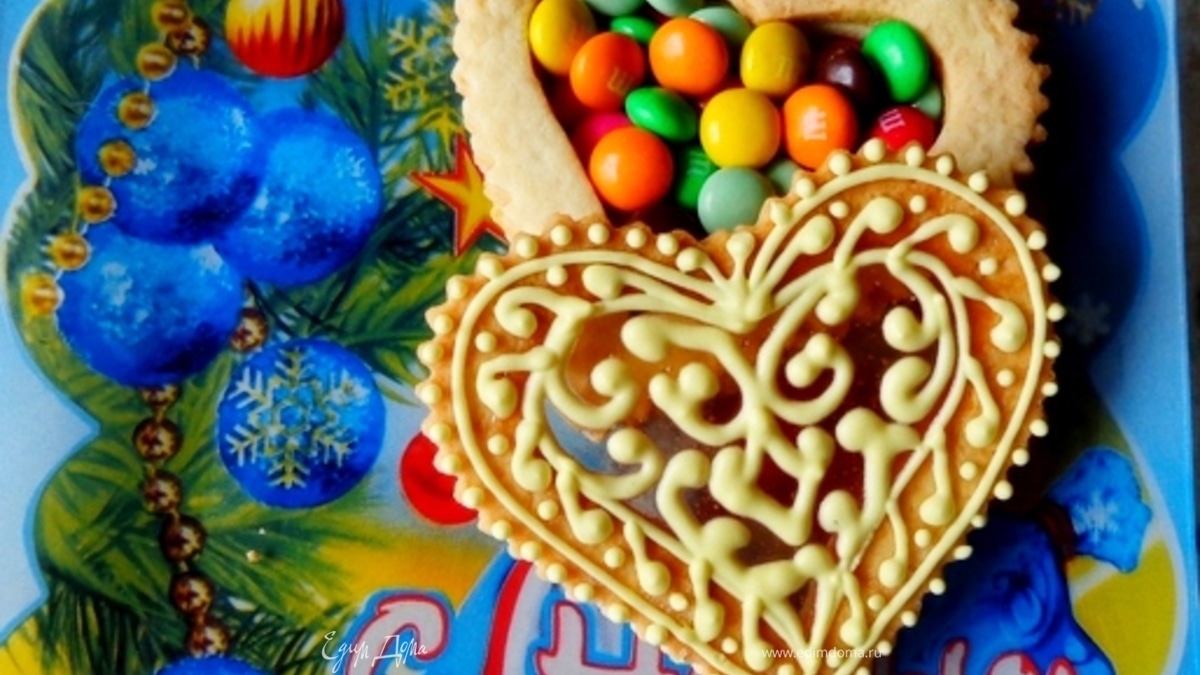 Расписное печенье и шкатулка "Новогодний подарочек"