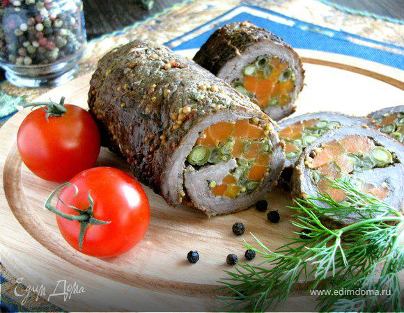 Рулет из телятины с овощами Рулет из телятины с овощами