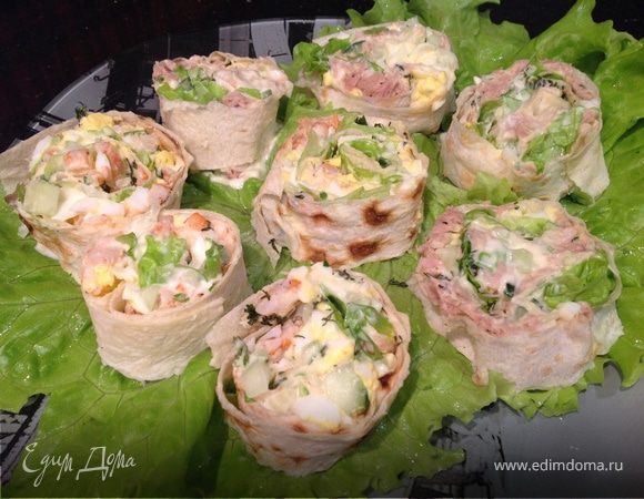 Рулеты с тунцом и креветками Рулеты с тунцом и креветками